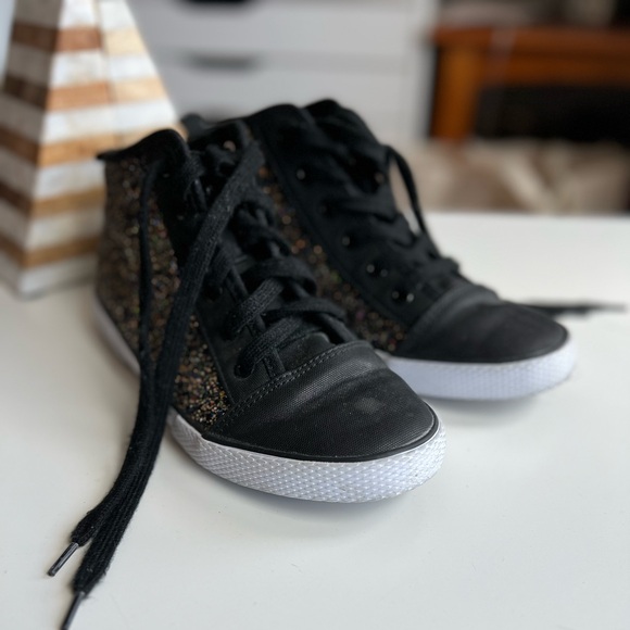 EUC Cat and Jack glitter high tops sz 5 black laces multi-colored glitter TARGET - Picture 7 of 15